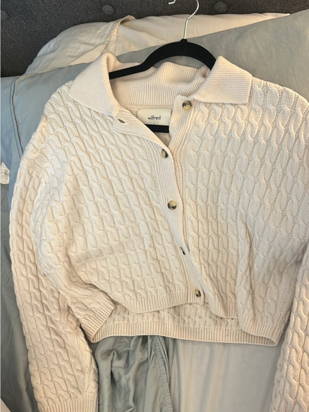 Wilfred Ivory Cable Knit Button-Down Cardigan